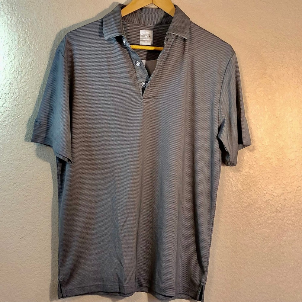 Callaway Mens Opti-Dri Golf Polo Shirt Short Sleeve Gray Pattern S